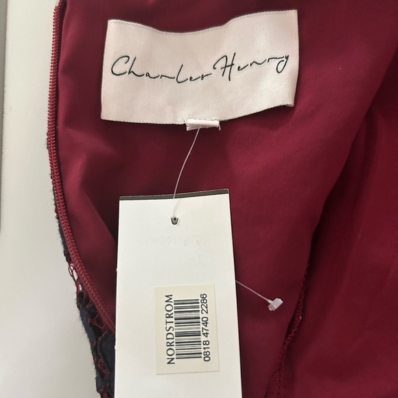 Charles Henry Blue and Red Sheath Midi Dress. Med Petite. Lined - Picture 3 of 9